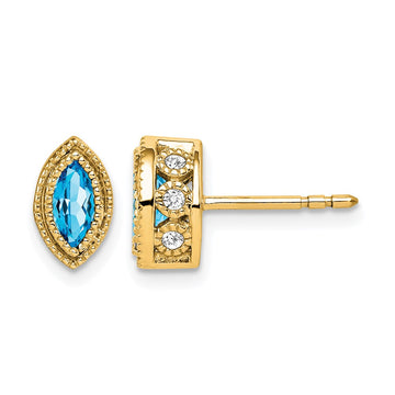 Marquise Gemstone and Diamond Earrings