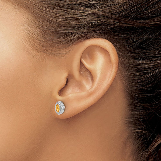 Marquise Gemstone and Diamond Earrings