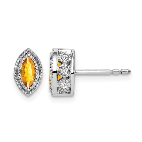 Marquise Gemstone and Diamond Earrings
