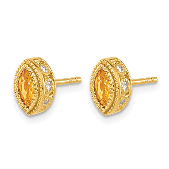 Marquise Gemstone and Diamond Earrings