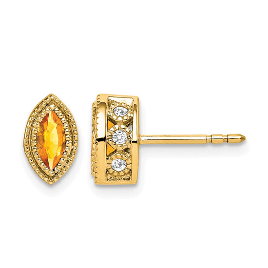 Marquise Gemstone and Diamond Earrings