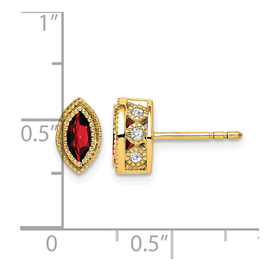 Marquise Gemstone and Diamond Earrings