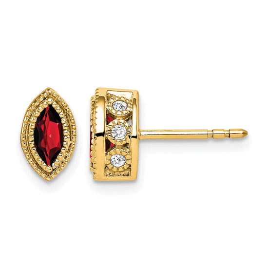 Marquise Gemstone and Diamond Earrings