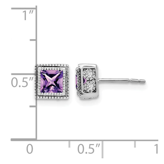 Princess Gemstone and Diamond Earrings