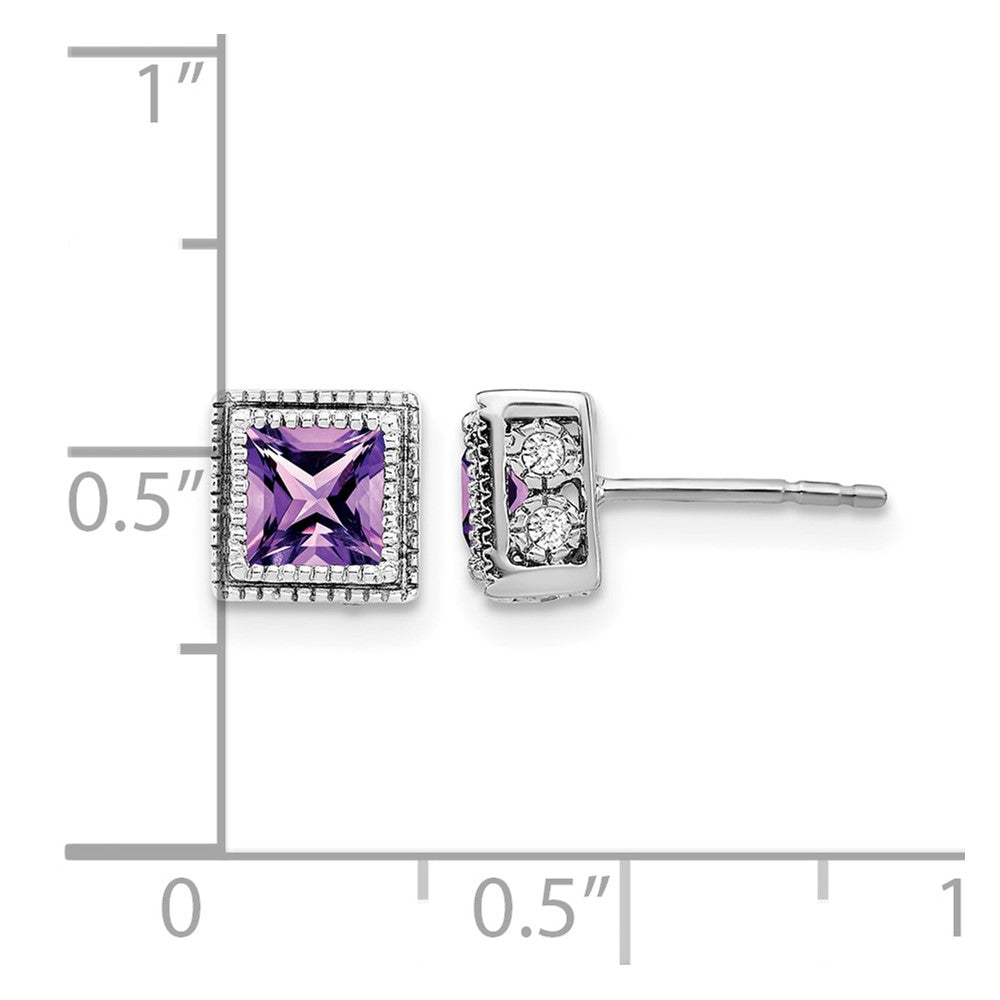 Princess Gemstone and Diamond Earrings