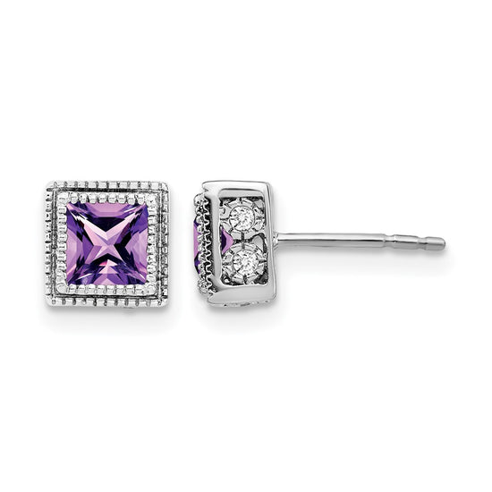 Princess Gemstone and Diamond Earrings