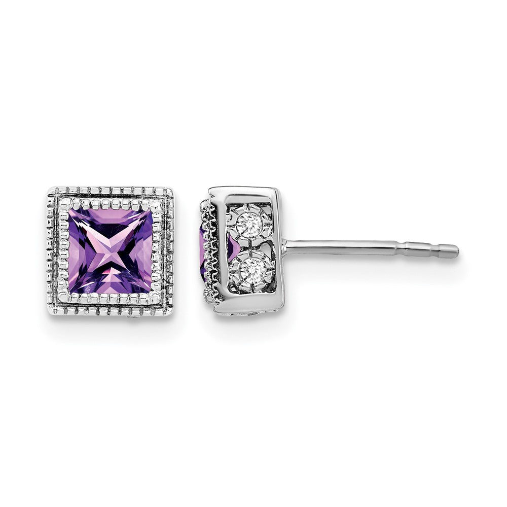Princess Gemstone and Diamond Earrings