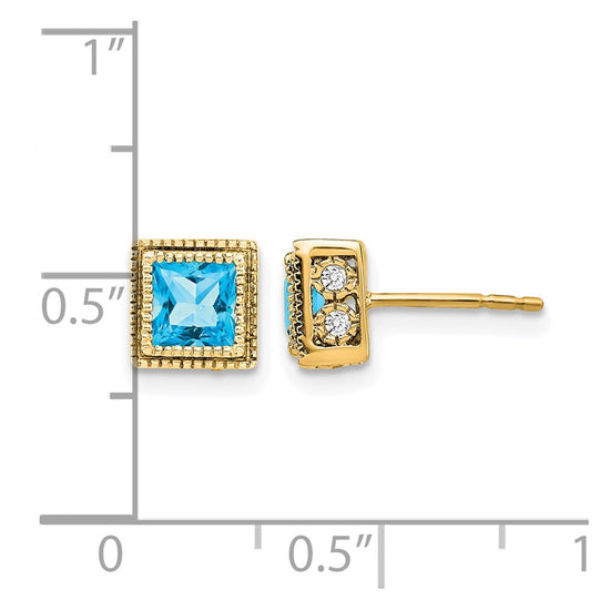 Princess Gemstone and Diamond Earrings
