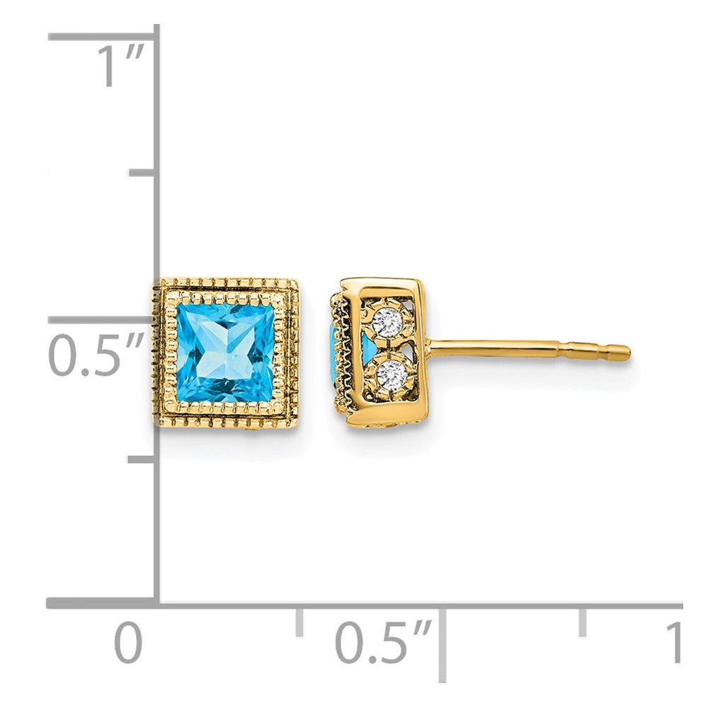 Princess Gemstone and Diamond Earrings