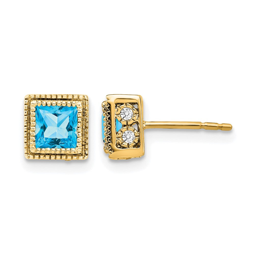 Princess Gemstone and Diamond Earrings