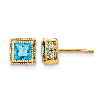 Princess Gemstone and Diamond Earrings