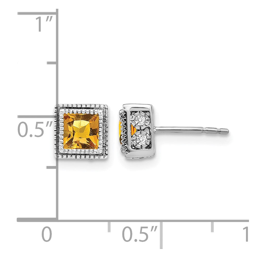 Princess Gemstone and Diamond Earrings