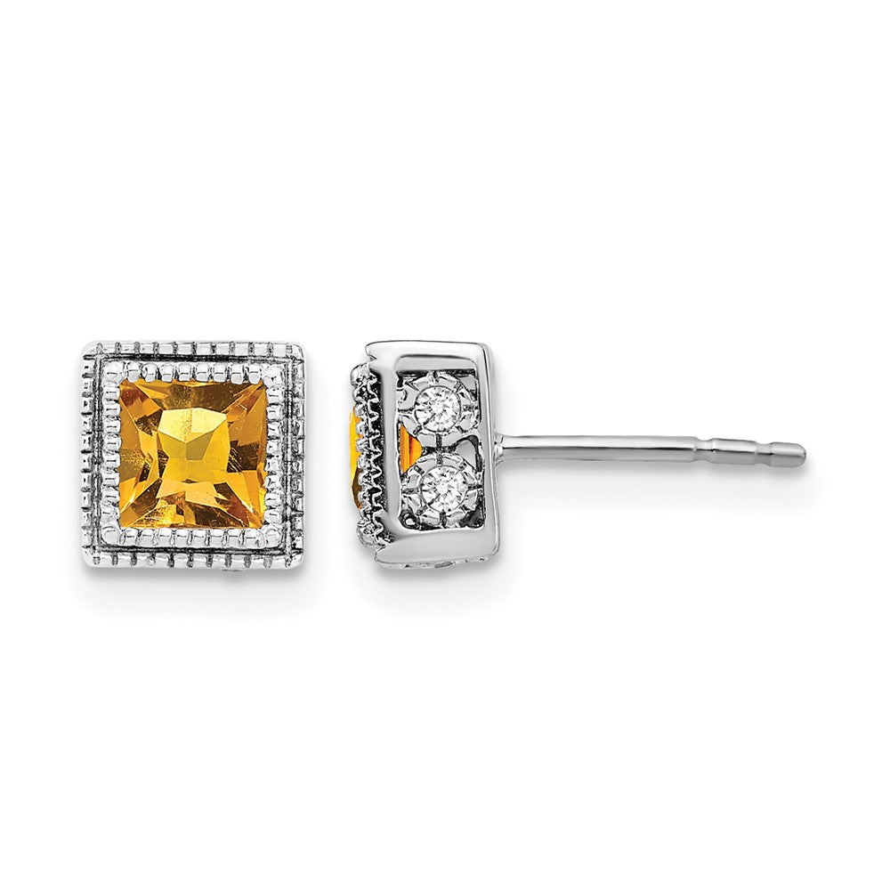 Princess Gemstone and Diamond Earrings