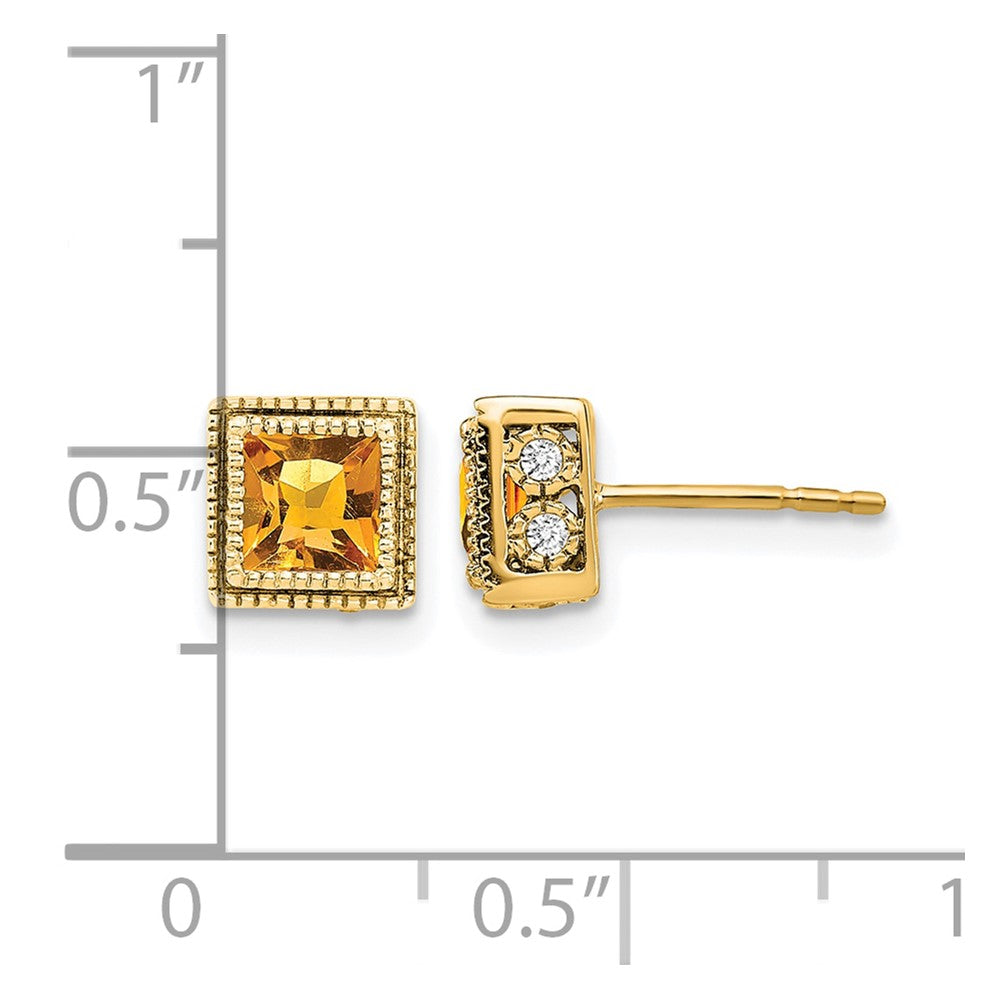Princess Gemstone and Diamond Earrings