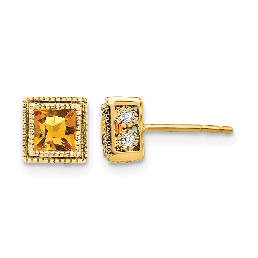Princess Gemstone and Diamond Earrings