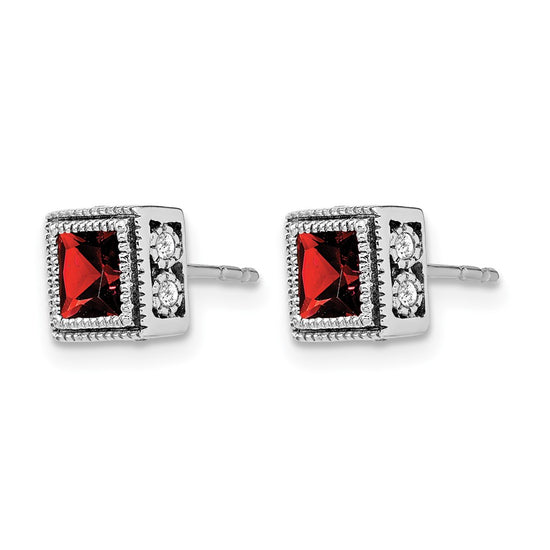 Princess Gemstone and Diamond Earrings
