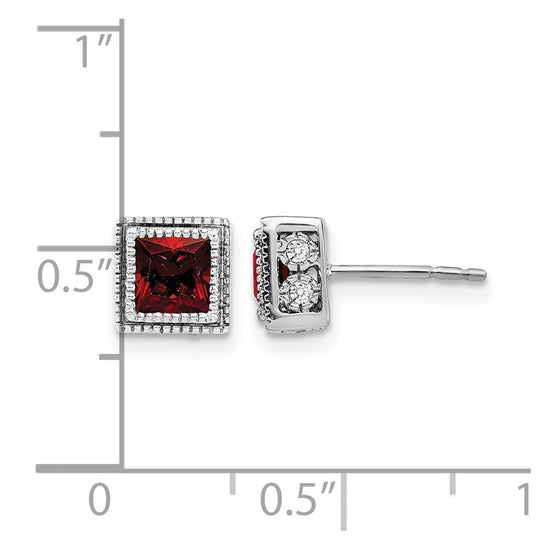 Princess Gemstone and Diamond Earrings