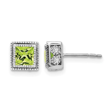 Princess Gemstone and Diamond Earrings