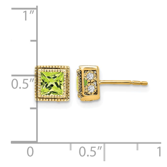 Princess Gemstone and Diamond Earrings