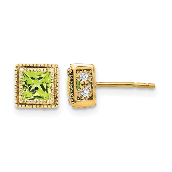 Princess Gemstone and Diamond Earrings