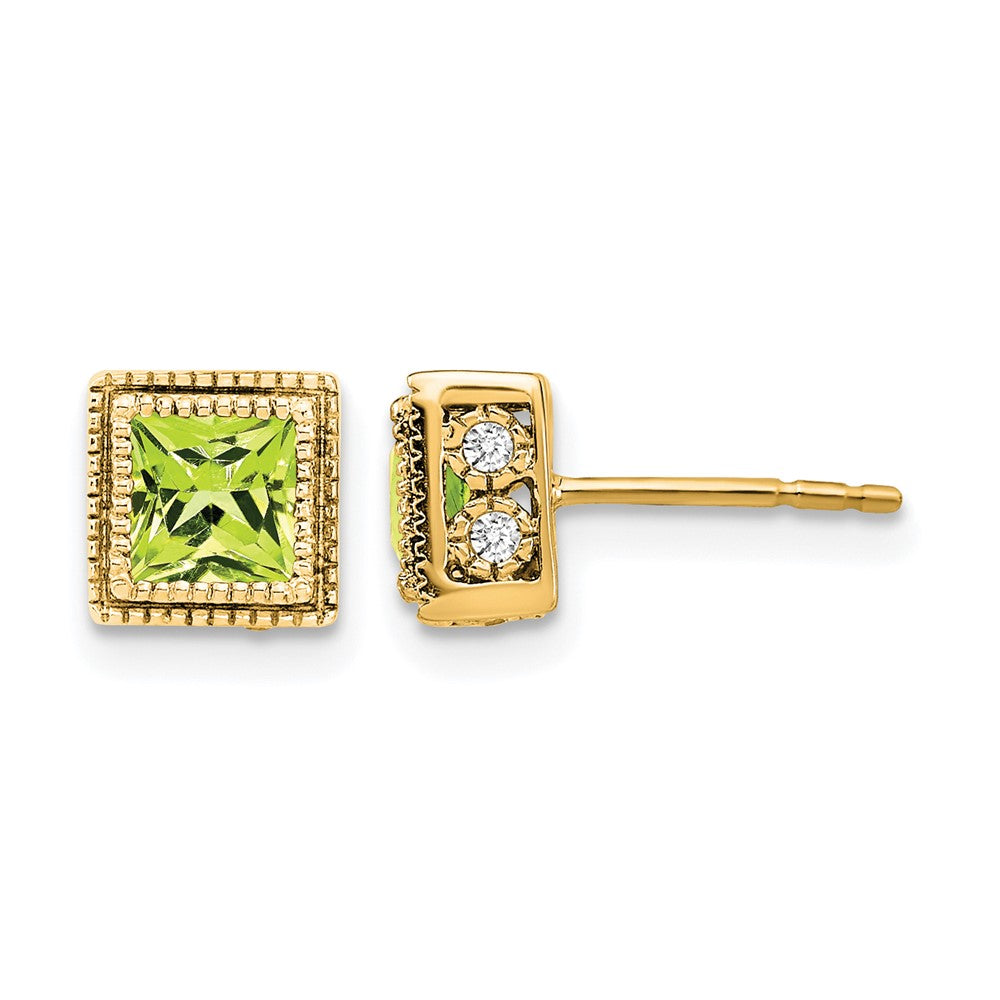 Princess Gemstone and Diamond Earrings
