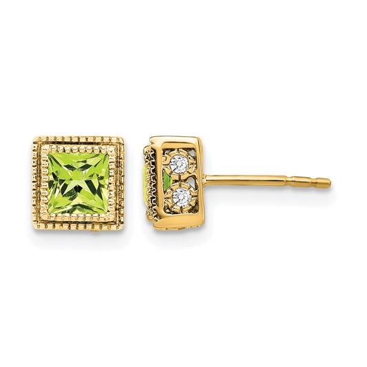 Princess Gemstone and Diamond Earrings
