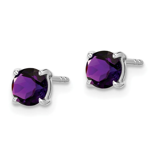 14k White Gold Round Gemstone Earrings