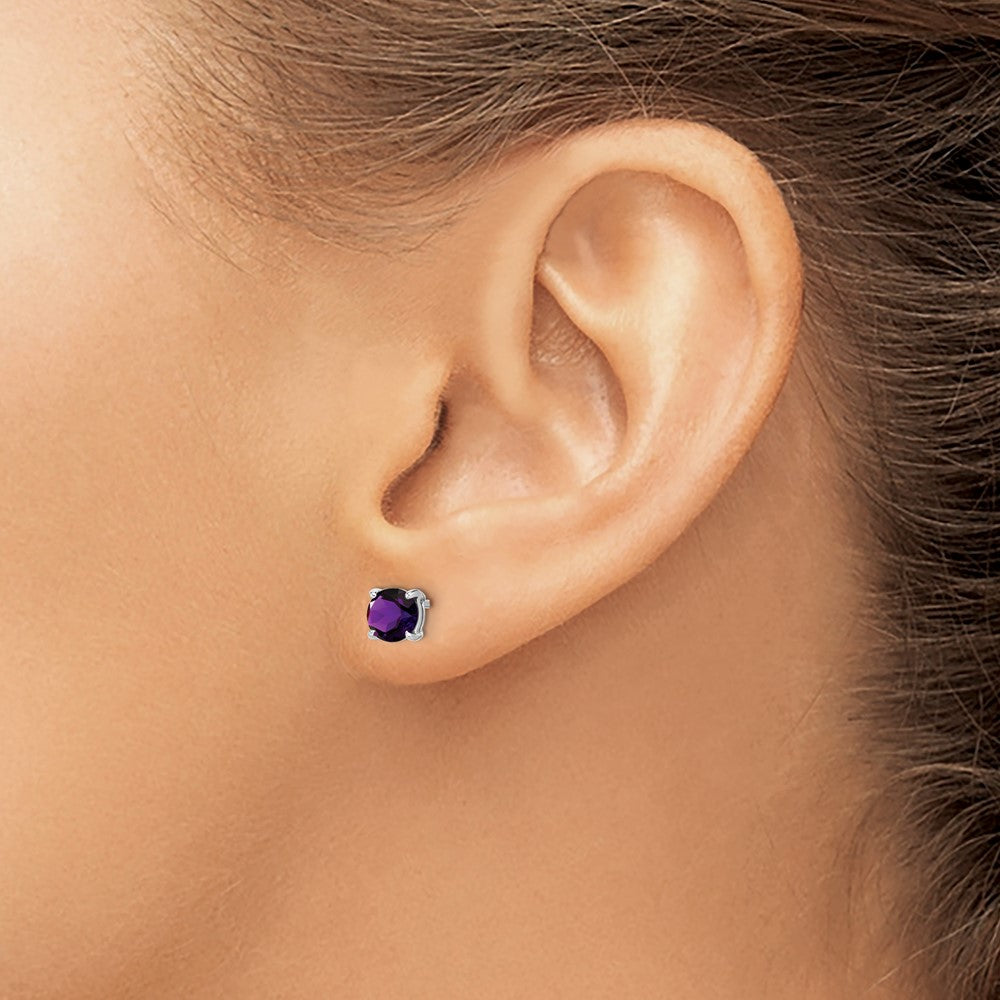 14k White Gold Round Gemstone Earrings