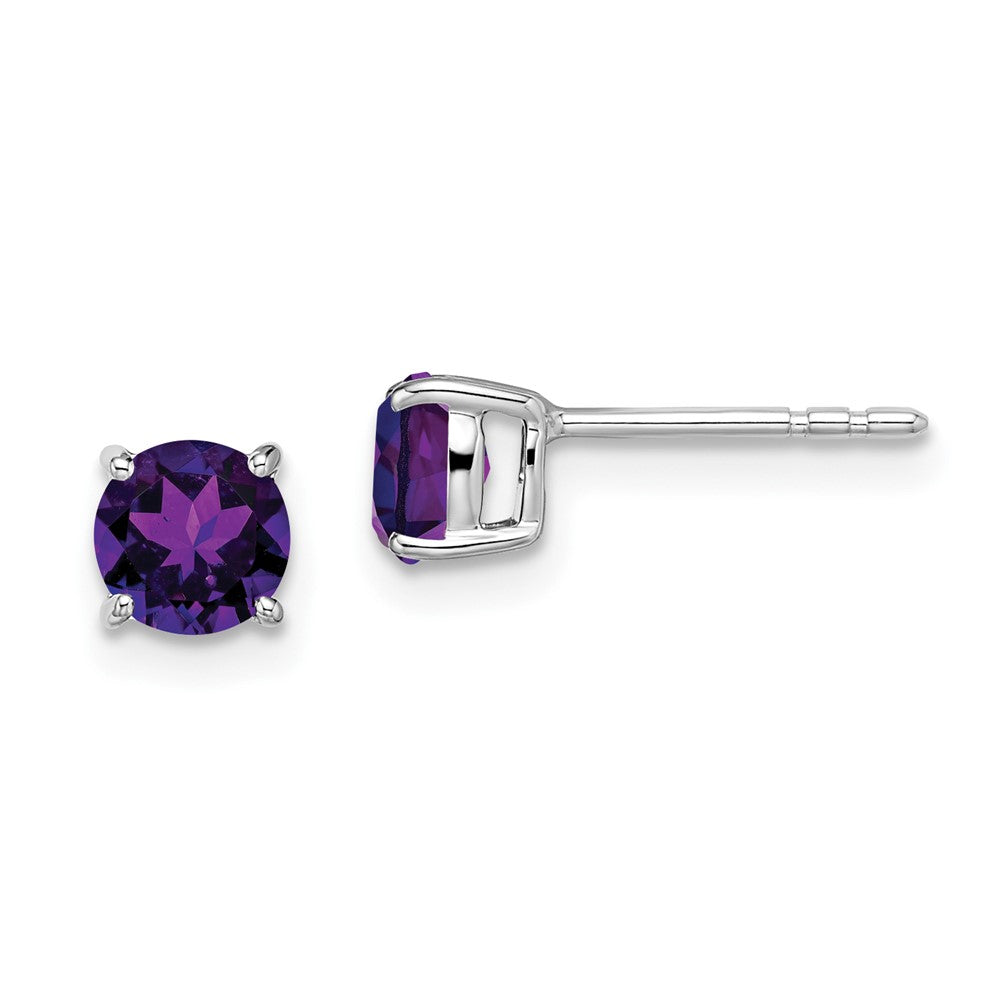 14k White Gold Round Gemstone Earrings