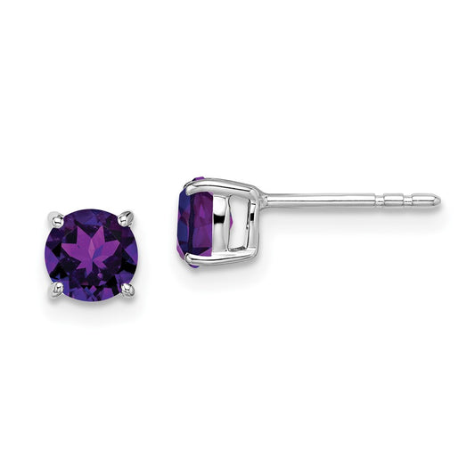 14k White Gold Round Gemstone Earrings