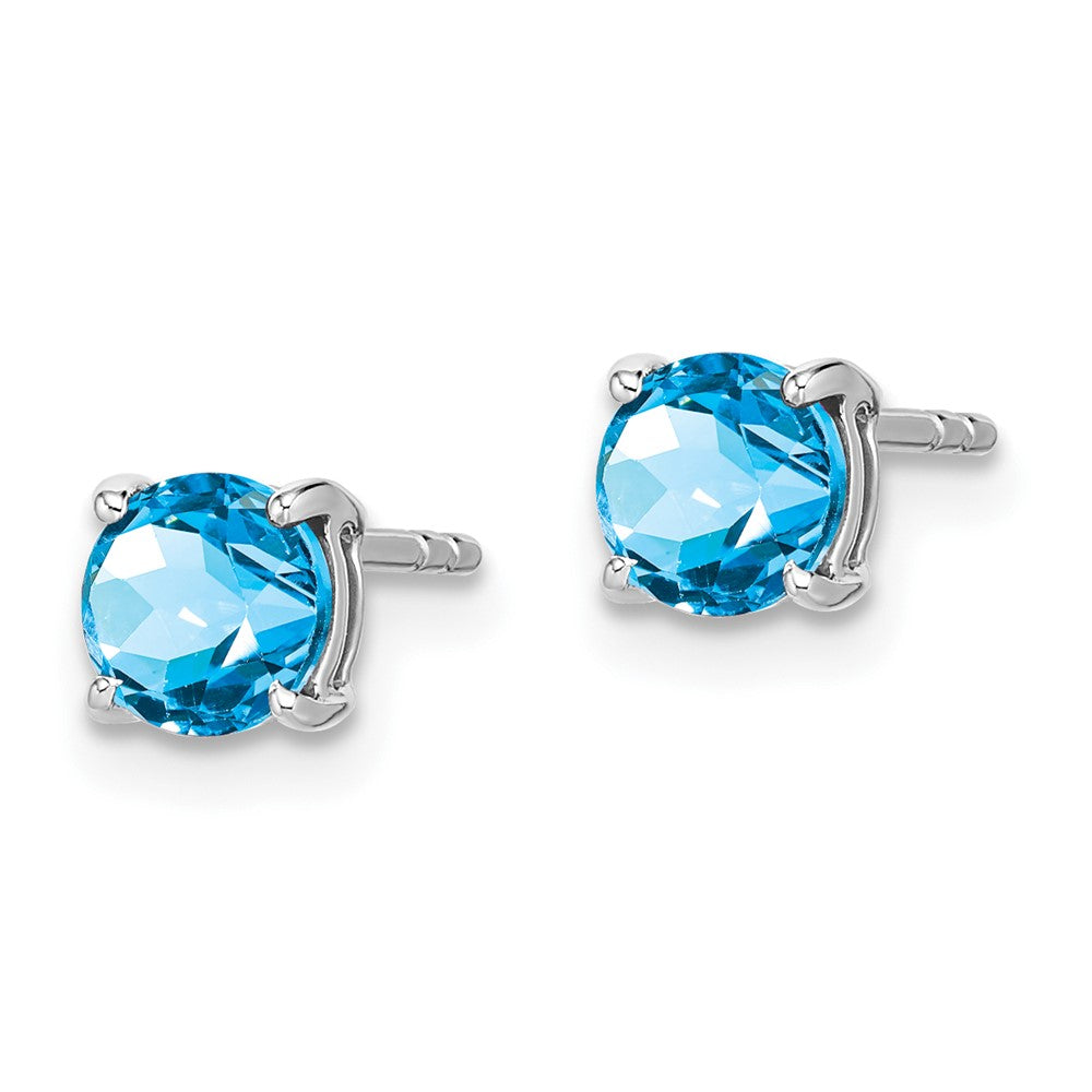 14k White Gold Round Gemstone Earrings