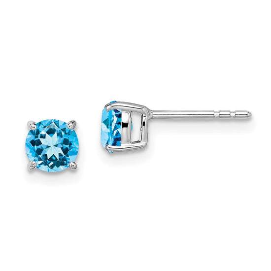 14k White Gold Round Gemstone Earrings