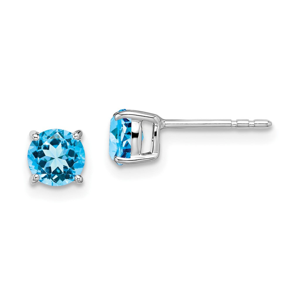 14k White Gold Round Gemstone Earrings