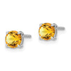 14k White Gold Round Gemstone Earrings