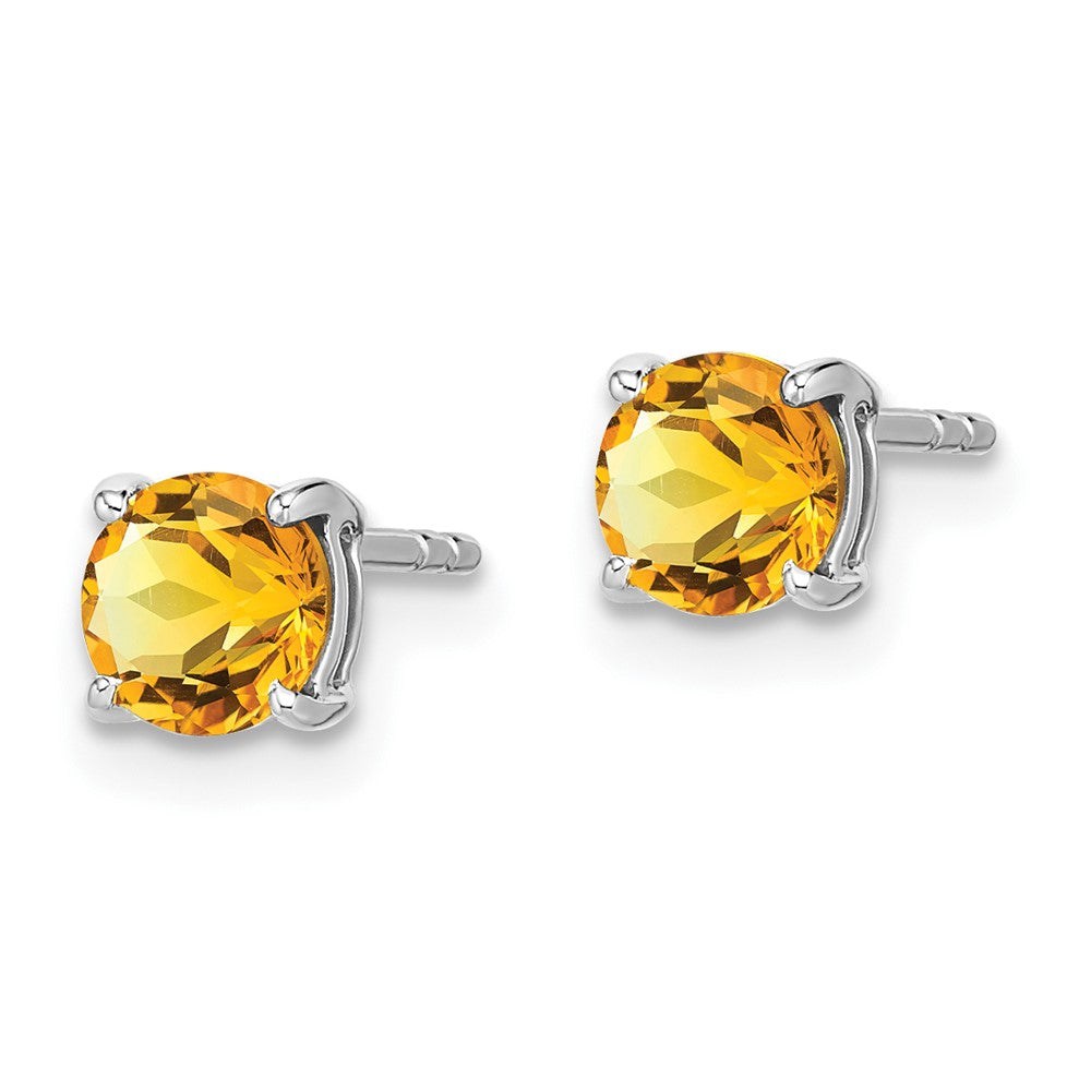 14k White Gold Round Gemstone Earrings