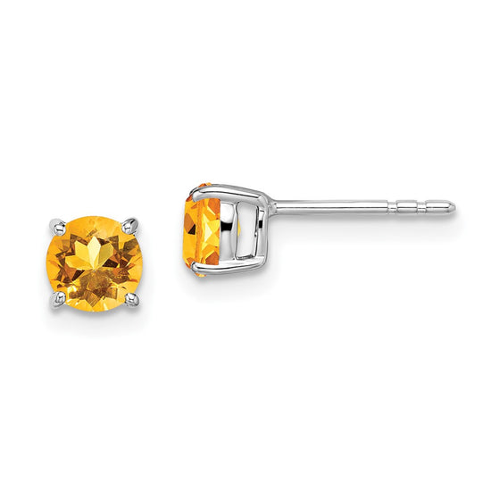 14k White Gold Round Gemstone Earrings