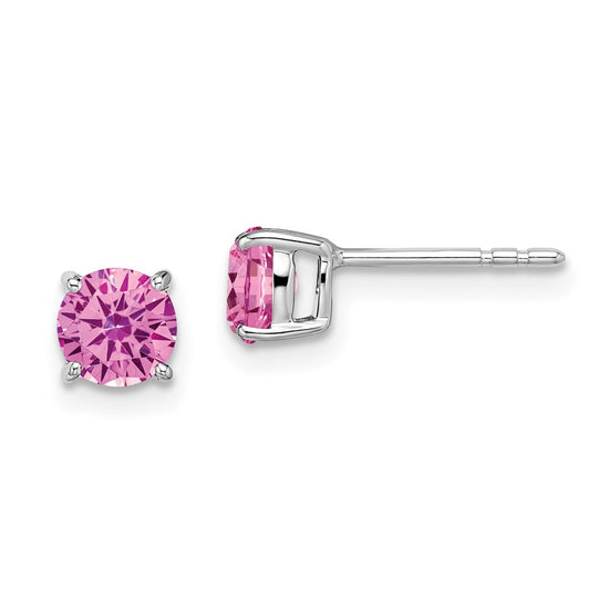 14k White Gold Round Gemstone Earrings
