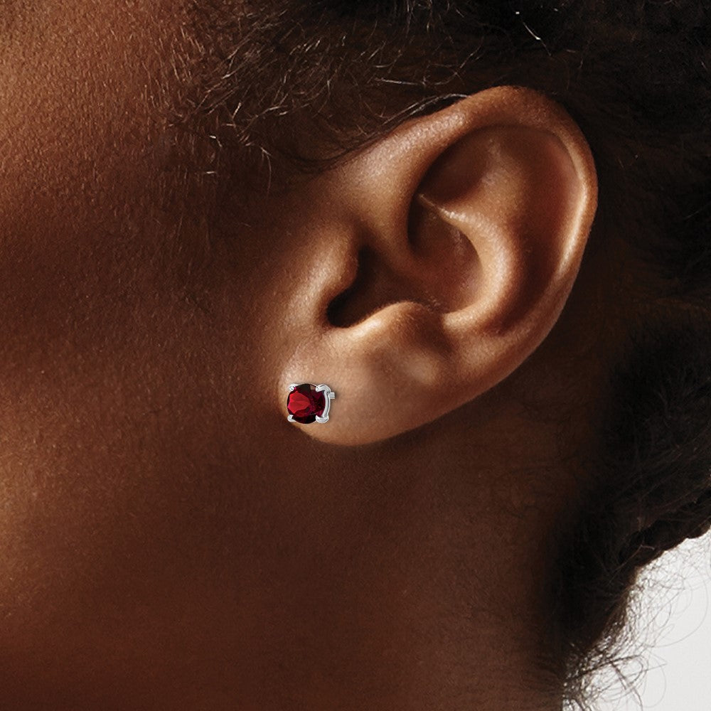 14k White Gold Round Gemstone Earrings