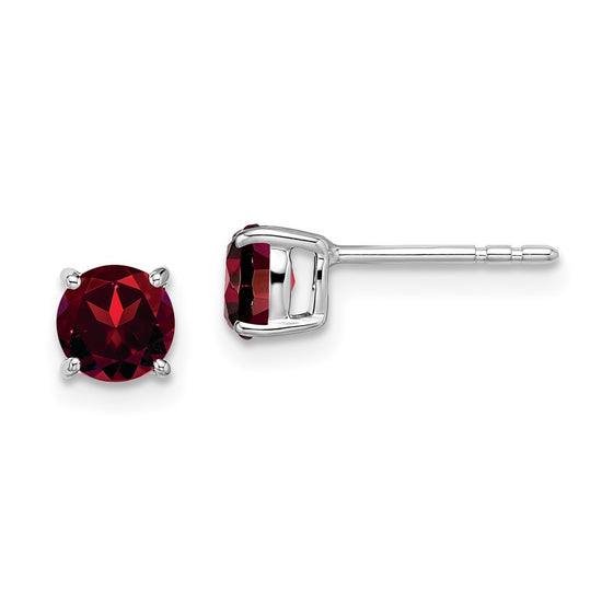 14k White Gold Round Gemstone Earrings