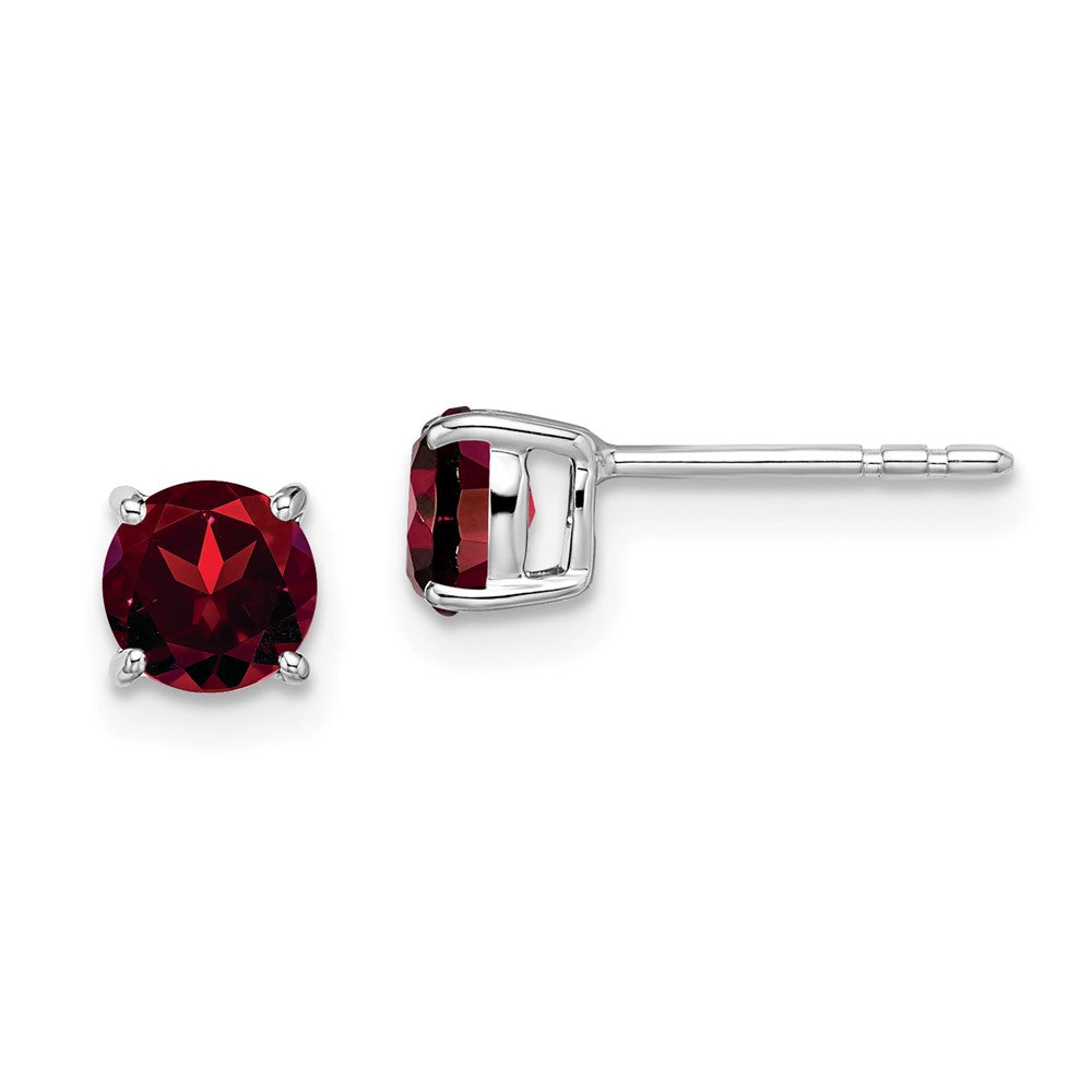 14k White Gold Round Gemstone Earrings