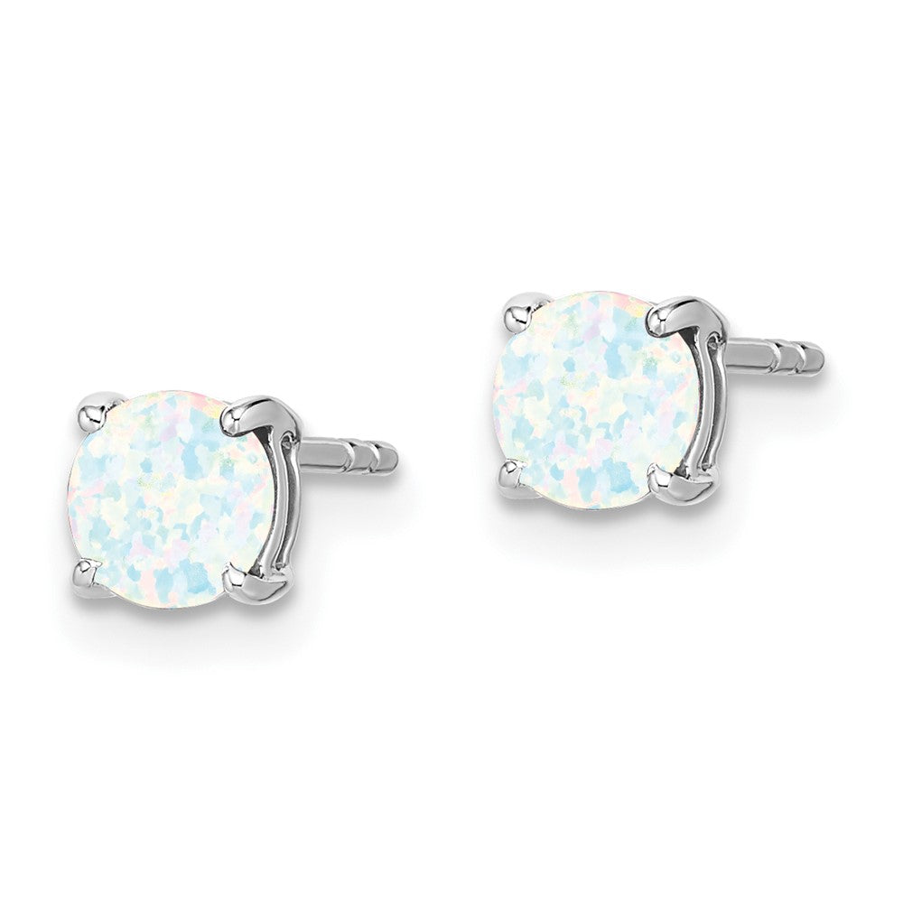 14k White Gold Round Gemstone Earrings