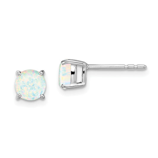 14k White Gold Round Gemstone Earrings