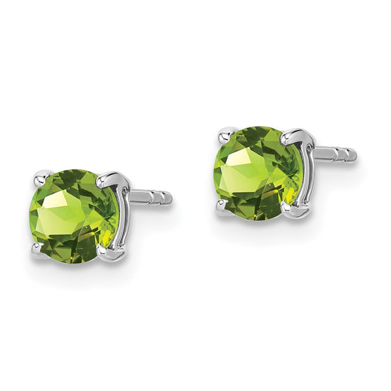 14k White Gold Round Gemstone Earrings