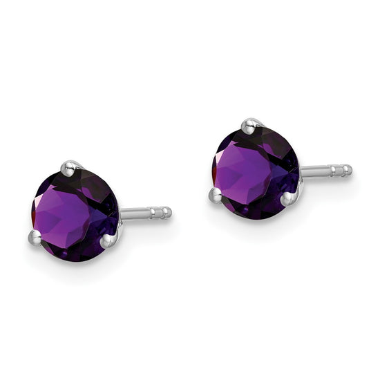 14k White Gold Round Gemstone Earrings