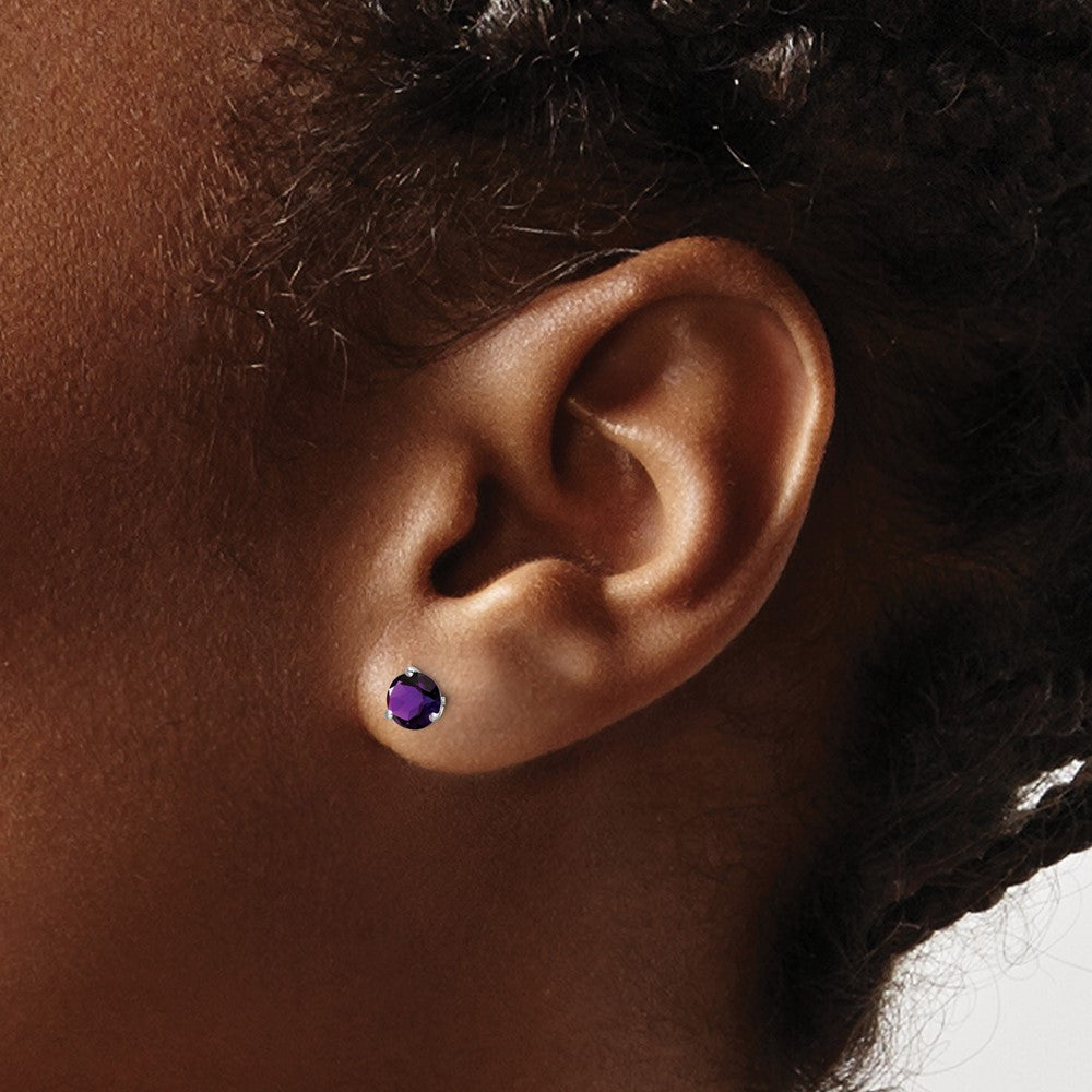 14k White Gold Round Gemstone Earrings
