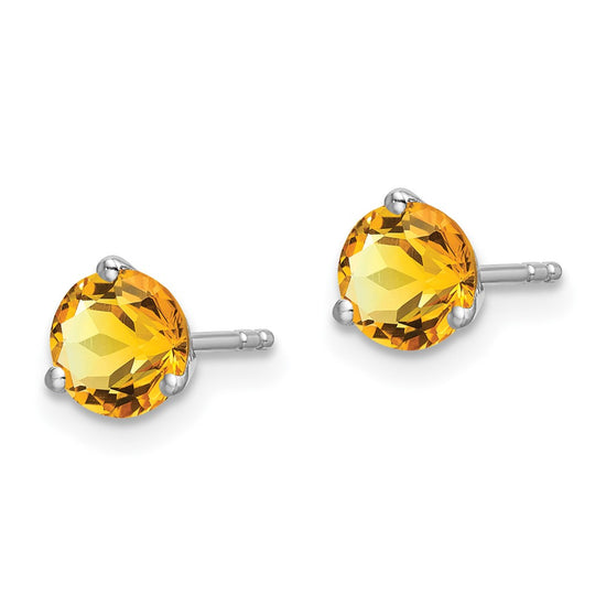 14k White Gold Round Gemstone Earrings