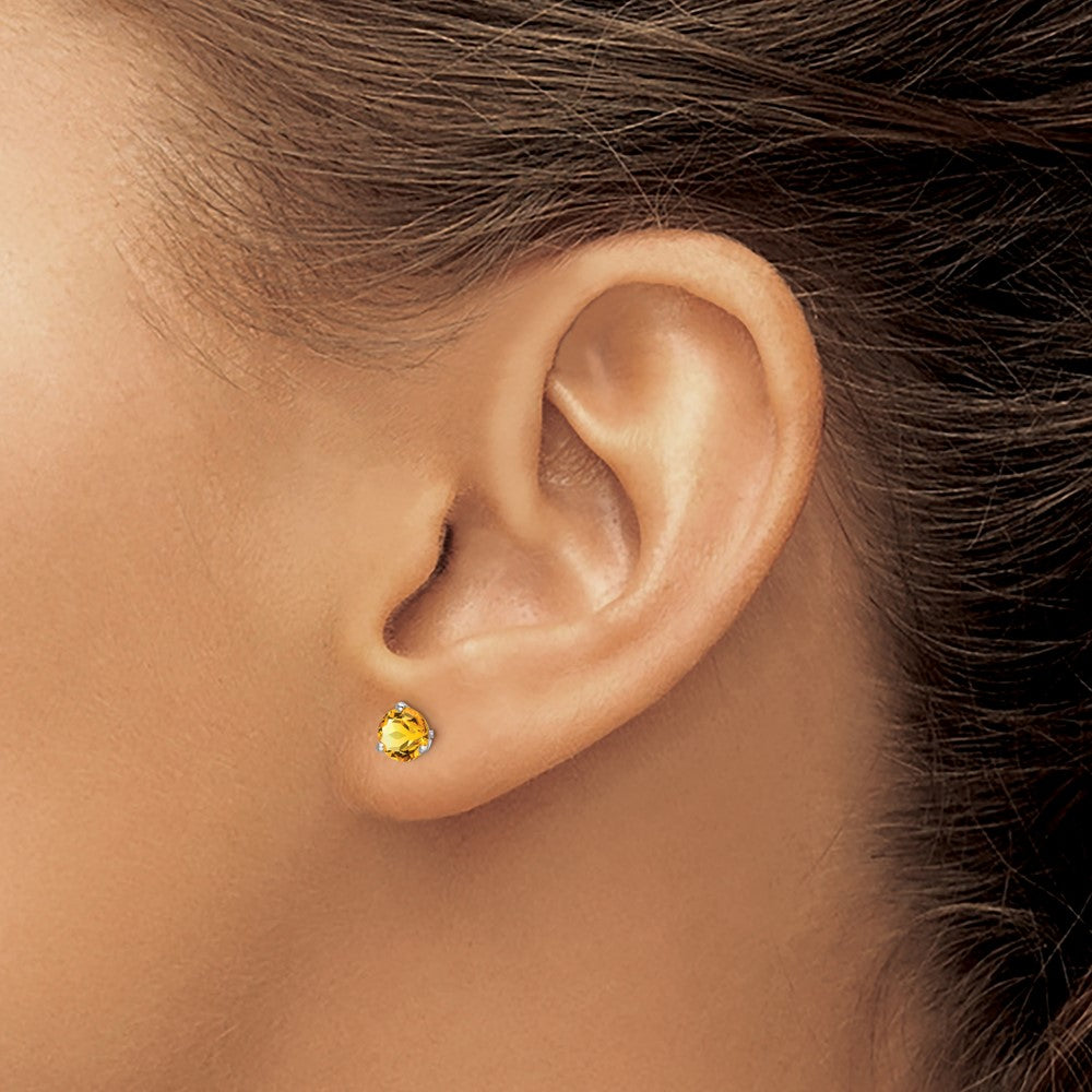 14k White Gold Round Gemstone Earrings