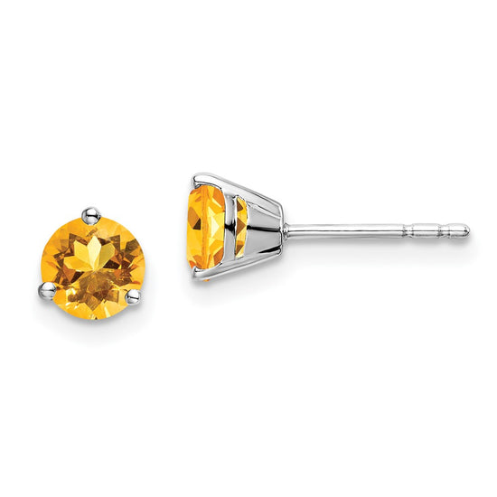 14k White Gold Round Gemstone Earrings