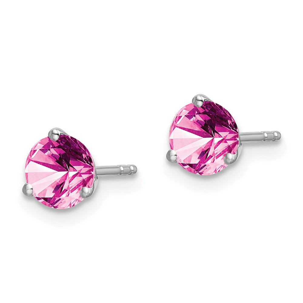 14k White Gold Round Gemstone Earrings