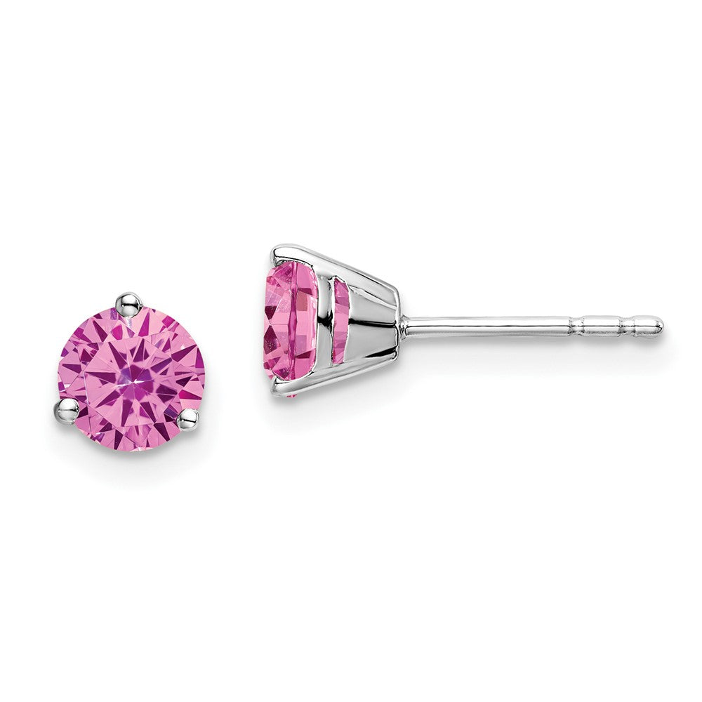 14k White Gold Round Gemstone Earrings